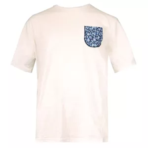 T-shirt poche fleurie blanc-cassé