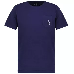 T-shirt poche poitrine uni bleu marine