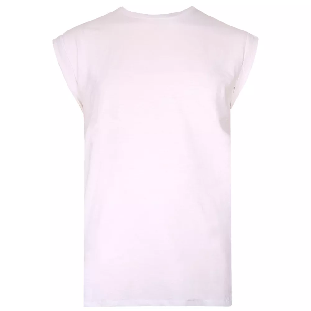 T-shirt sans manche uni blanc casual-3XL