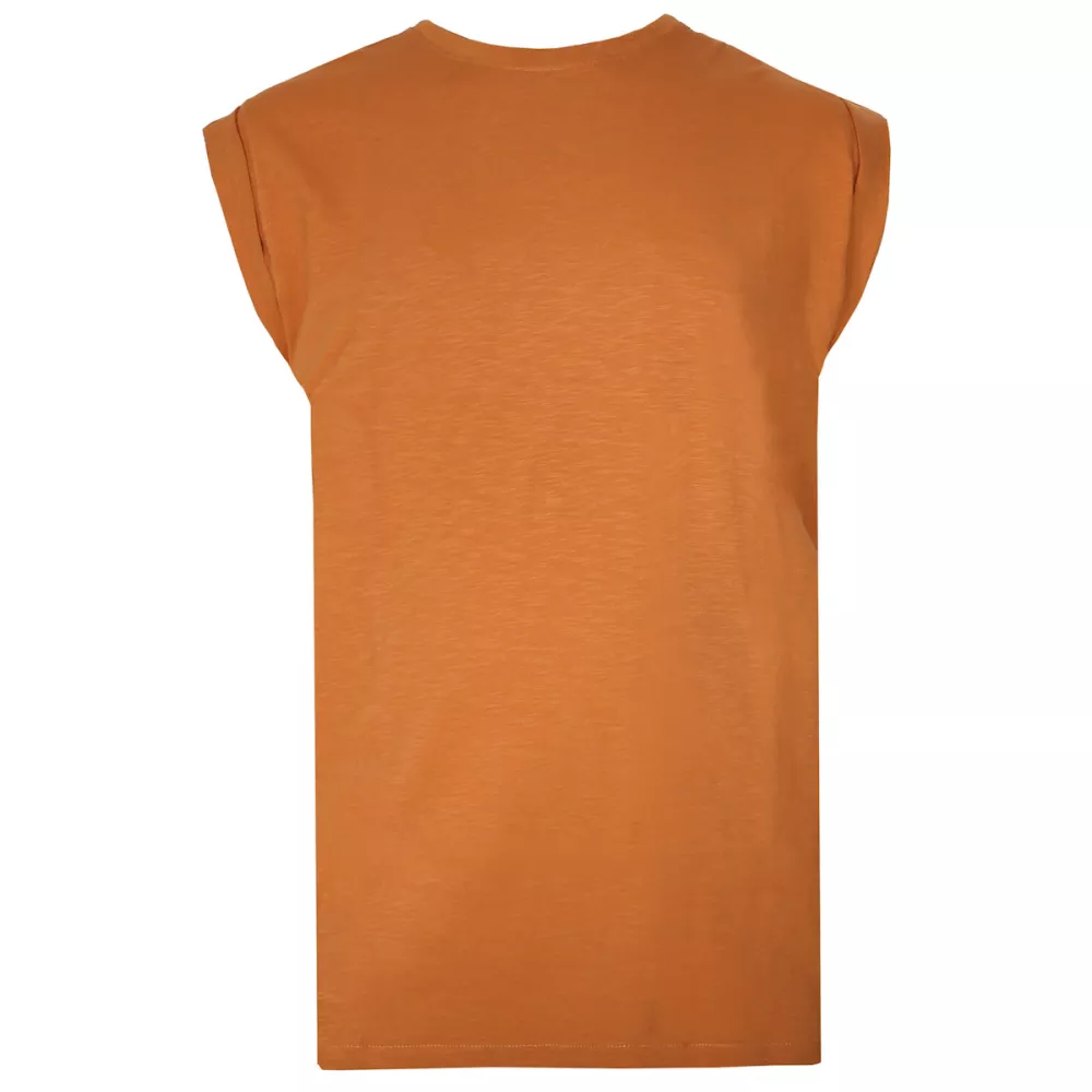 T-shirt sans manche uni terracotta casual-8XL