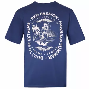 T-shirt imprimé Hawaii danseuse bleu-7XL