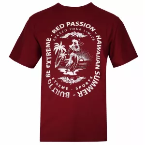 T-shirt imprimé Hawaii danseuse bordeaux-3XL