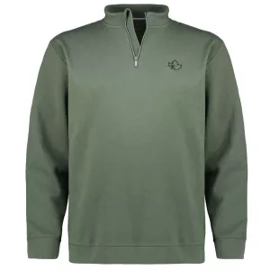 Sweat confortable piqué col zippé vert-3XL