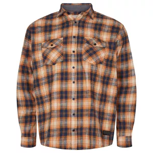 Chemise à carreaux orange bleu marine 2 poches poitrine