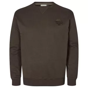 Sweat North 56°4 en coton bio brodé Olive noire-6XL