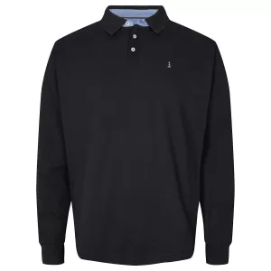 Polo piqué col 3 boutons noir-2XL