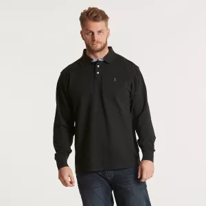 Polo piqué col 3 boutons noir-3XL