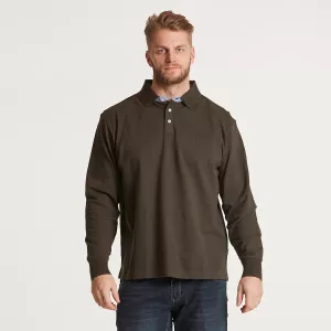 Polo piqué col 3 boutons Olive noire-3XL
