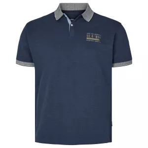 Polo Mélange de bleu marine col contrasté brodé