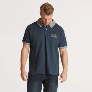 Polo Mélange de bleu marine col contrasté brodé-3XL