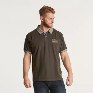 Polo mélange de vert olive col contrasté brodé-3XL