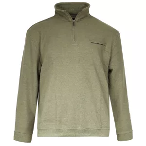 Sweat col zippé vert taille poche poitrine-3XL