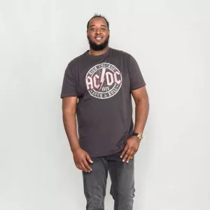 T-shirt AC/DC noir délavé manche courte 3XL à 10XL-4XL