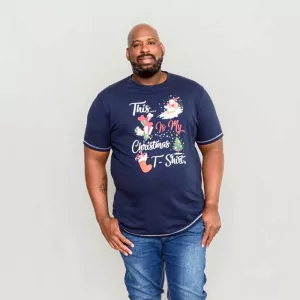 T-shirt Noël bleu marine manche courte 3XL à 6XL-4XL