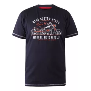 T-shirt D555 moto vintage bleu marine