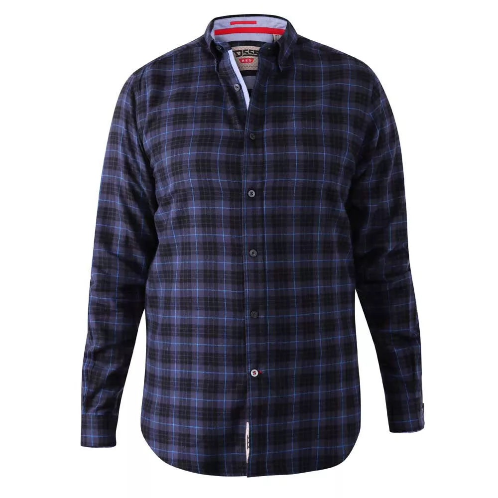 Chemise manche longue flanelle carreaux bleu marine noir de 3XL à 8XL-5XL