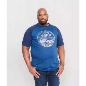 T-shirt D555 Moto Custom Motorcycle Mélange de bleu-4XL
