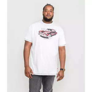 T-shirt D555 voiture rétro Mélange de blanc cassé-4XL