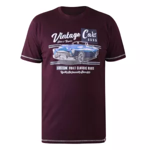 T-shirt D555 Aubergine motif Vintage Cars
