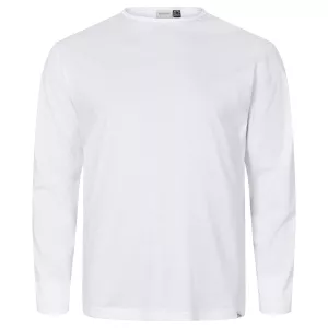 T-shirt long manche col rond blanc confort-6XL