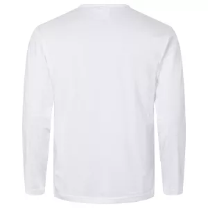 T-shirt long manche col rond blanc confort-6XL