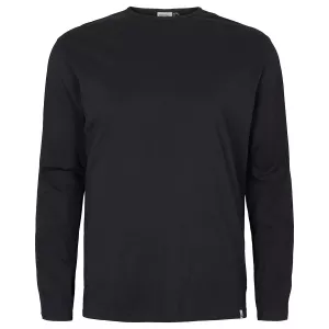 T-shirt long manche col rond noir confort-7XL