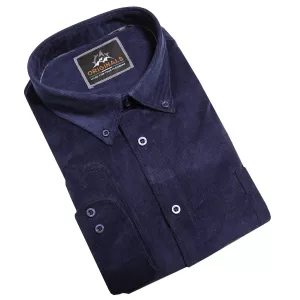 Chemise velours côtelé bleu marine-4XL