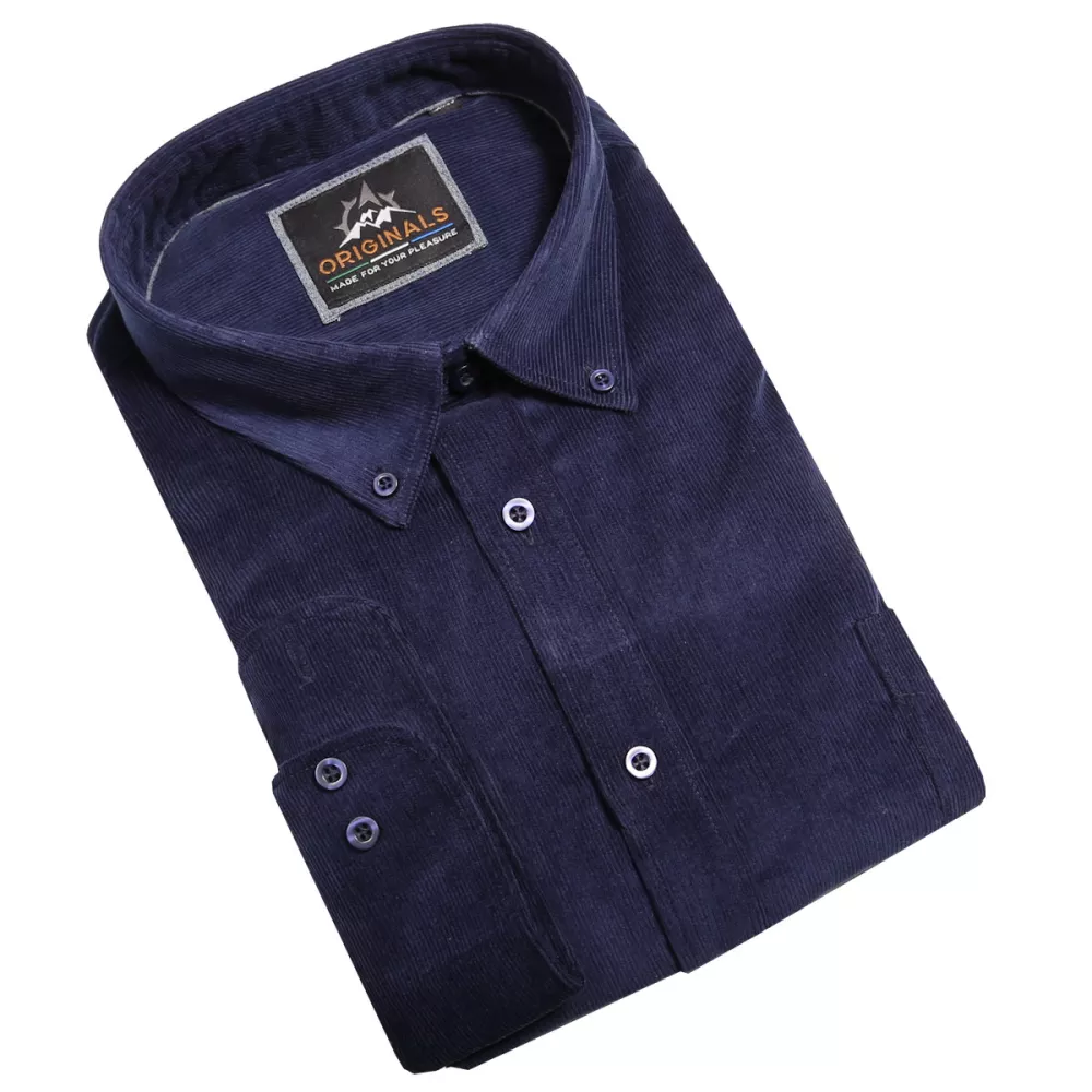 Chemise velour manche longue bleu marine de 3XL à 6XL-3XL