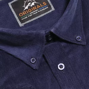 Chemise velours côtelé bleu marine-4XL