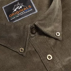 Chemise velours côtelé vert foncé-4XL