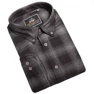 Chemise velours carreaux gris anthracite manches longues
