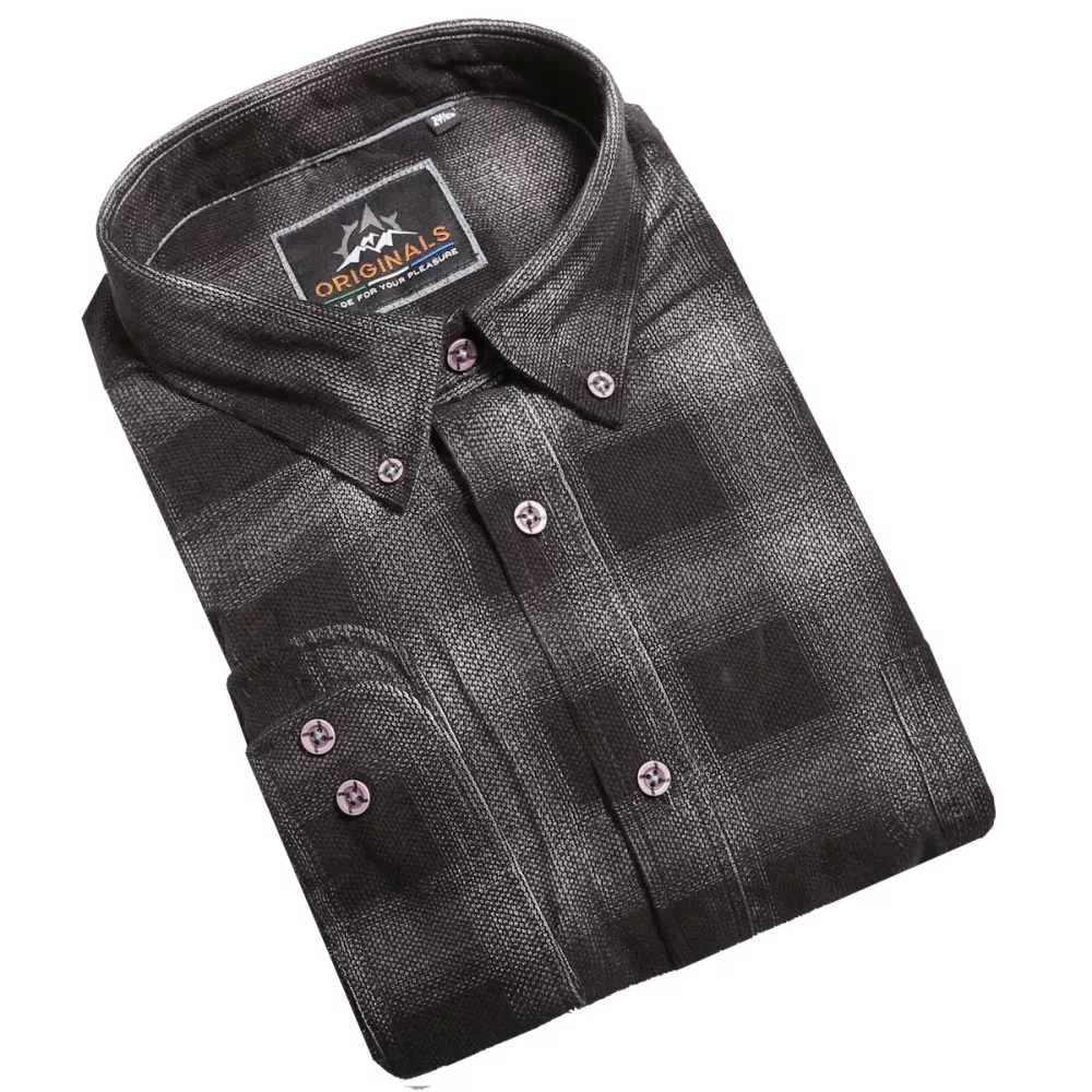 Chemise velours carreaux gris anthracite manches longues-6XL