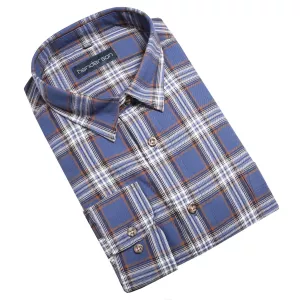 Chemise manche longue carreaux bleu, blanc et orange Flanelle de 2XL à 5XL