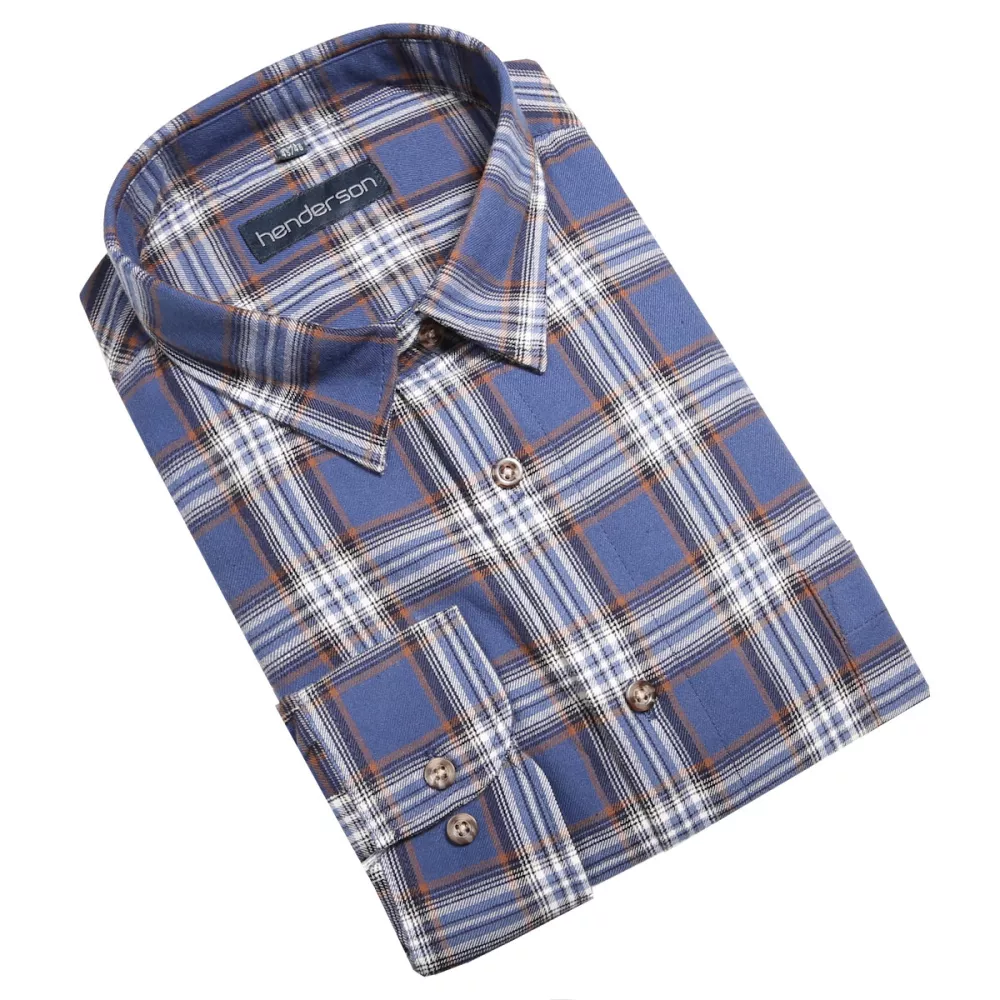 Chemise manche longue carreaux bleu, blanc et orange Flanelle de 2XL à 5XL-2XL