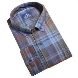 Chemise Eden Valley flanelle à carreaux bleu 