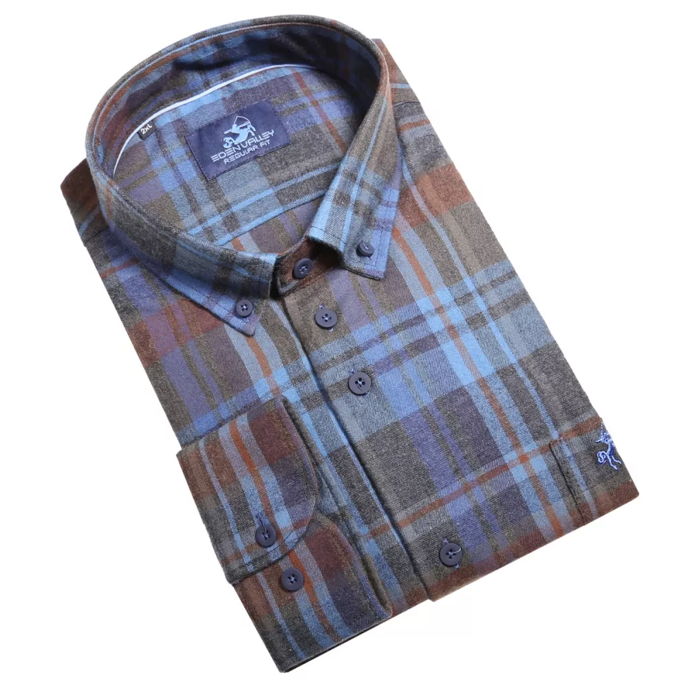 Chemise Flanelle carreaux bleu manche longue de 2XL à 6XL-6XL