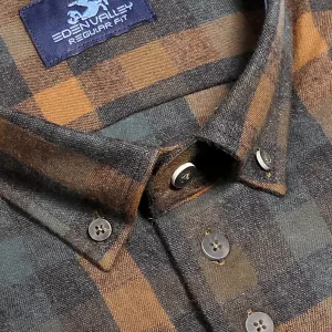 Chemise Eden Valley flanelle à carreaux ocre -6XL