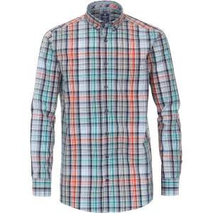 Chemise confort à carreaux turquoise, rouge et blanc-6XL