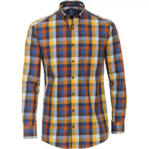 Chemise manche longue careaux jaune orange bleu  de 2XL à 6XL