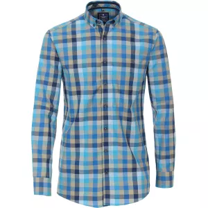 Chemise manche longue carreaux turquoise, bleu et blanc  de 2XL à 6XL