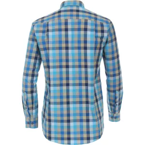 Chemise confort à carreaux turquoise, bleu et blanc-2XL