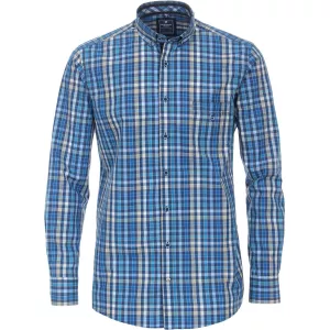 Chemise à petits carreaux turquoise, bleu et blanc-5XL
