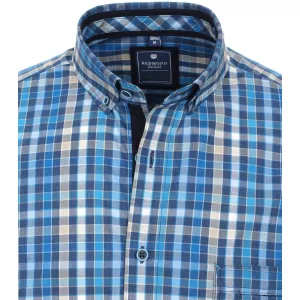 Chemise à petits carreaux turquoise, bleu et blanc-5XL