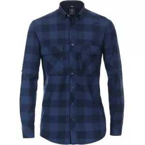 Chemise Western manche longue careaux marine et bleu  de 2XL à 6XL