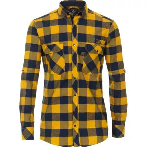 Chemise Western manche longue careaux marine et jaune  de 2XL à 6XL
