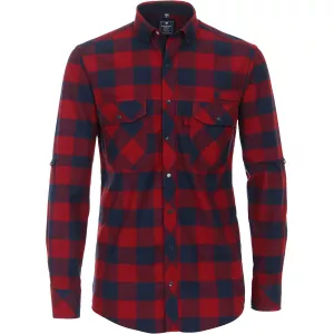 Chemise Western manche longue careaux marine et rouge  de 2XL à 6XL