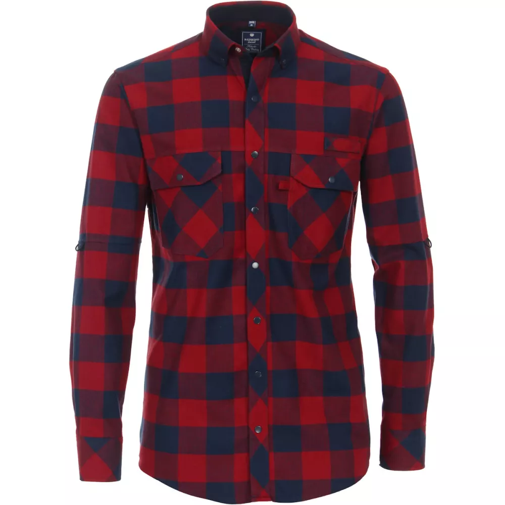 Chemise Western manche longue careaux marine et rouge  de 2XL à 6XL-2XL