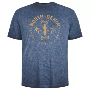 North 56 DENIM T-shirt manche courte bleu marine délavé 2XL à 8XL - Surf Club