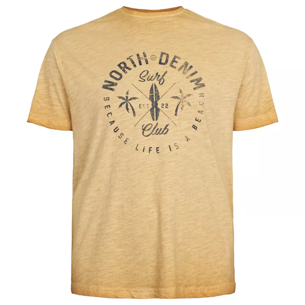 North 56 DENIM T-shirt manche courte Jaune ocre délavé 2XL à 8XL - Surf Club-3XL