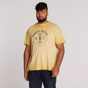 North 56 DENIM T-shirt manche courte Jaune ocre délavé 2XL à 8XL - Surf Club-8XL